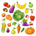 Fresh fruit and vegetables. Fruit and vegetable icon. Vegan food Royalty Free Stock Photo